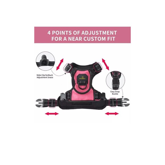 MASBRILL Pink Reflective Dog Harness No Pull With Handle, Breathable Padded XL - Picture 4 of 11
